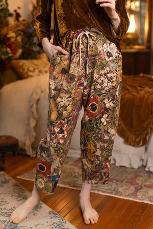 Golden Hour Linen Cropped Artist Pant w/ Floral Print