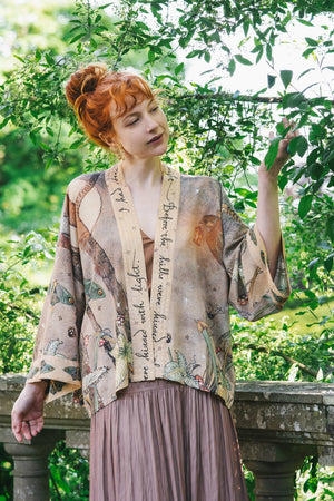 Lovelight Pixie Cropped Kimono w/ woodland swallow & stars