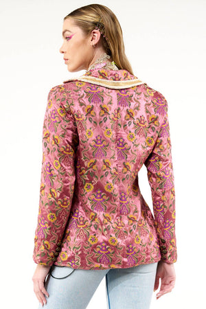 Renaissance Silk Jacquard Blazer: Pinkish Mauve