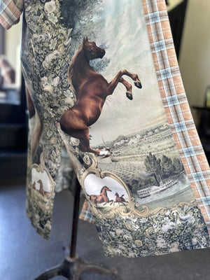 Born to Run Opera Duster Kimono Robe w/ Horse & Flower Print