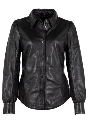 Lilla RF Leather Shirt, Black