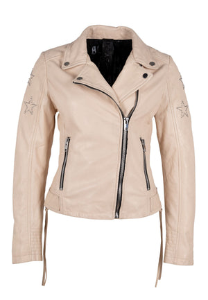Wana SF Leather Jacket, White, Slim Fit