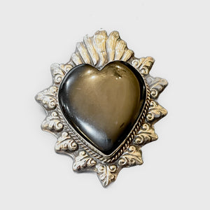 TIBETAN SILVER PENDANT WITH LARGE HEART OYNX
