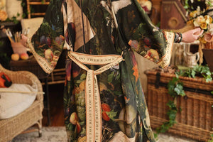 Labour of Love Opera Duster Kimono Robe w/ florals & violin