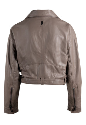Vercy Leather Jacket, Taupe