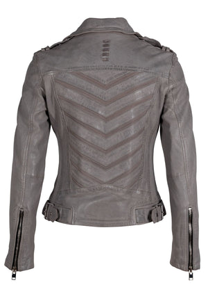 Narin RF Leather Jacket, Light Grey