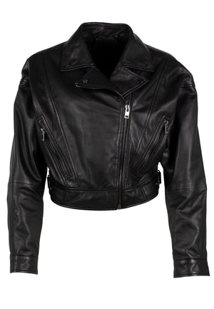 Mayla OS Leather Jacket, Black