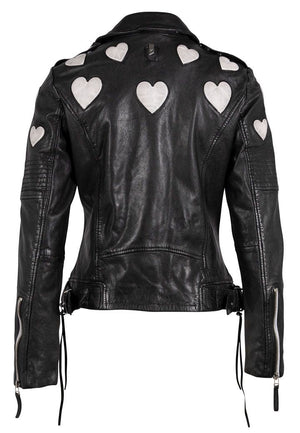 Reo RF Heart Detail Leather Jacket