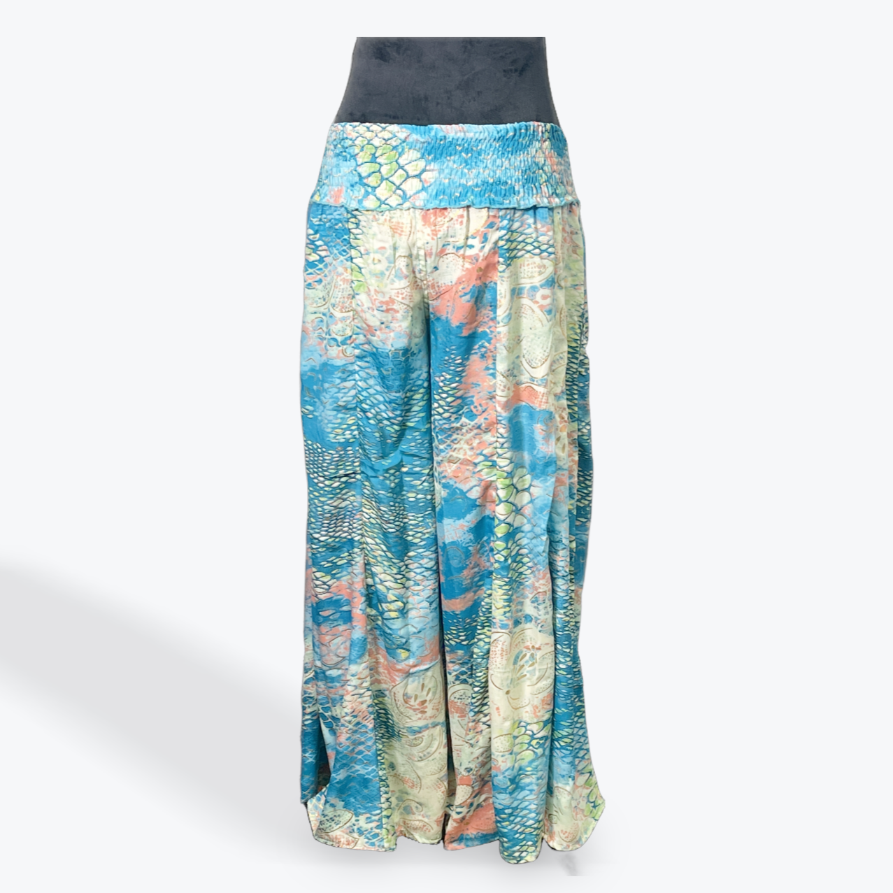Wide Leg Palazzo Pant: Blue Multi