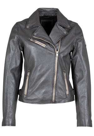 Sofia RF Leather Jacket, Gun Metallic