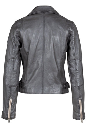 Sofia RF Leather Jacket, Gun Metallic