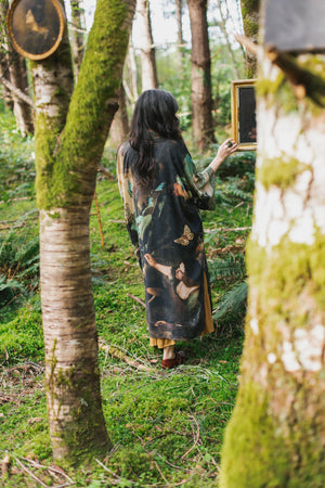 Heartwork Opera Duster Kimono Robe w Artist Butterfly