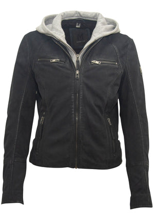Lisa RF Leather Jacket, Indigo