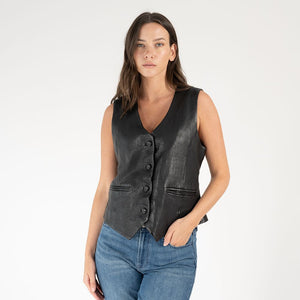 Kiralee RF Leather Vest, Black