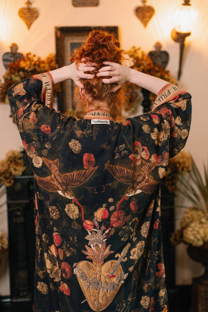 Heart of Gold Opera Duster Kimono Robe w/ Sacred Heart