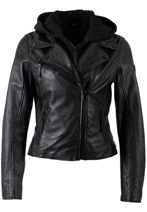 Christyn RF Star Detail with Hood Leather Jacket