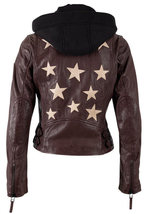 Christyn RF Star Detail with Hood Leather Jacket