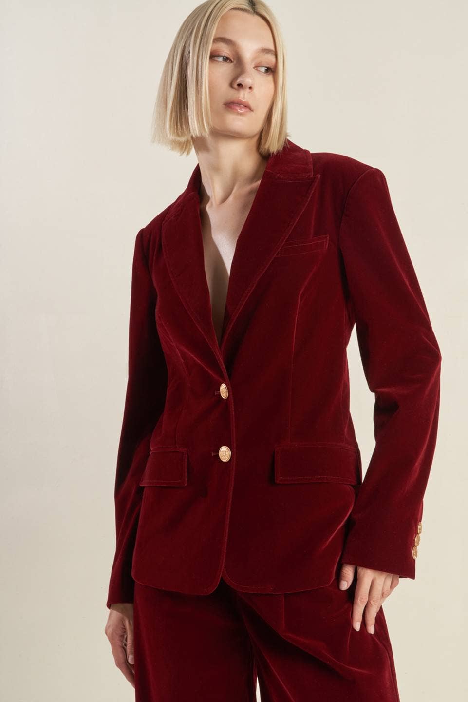A Velvet Blazer: BERRY