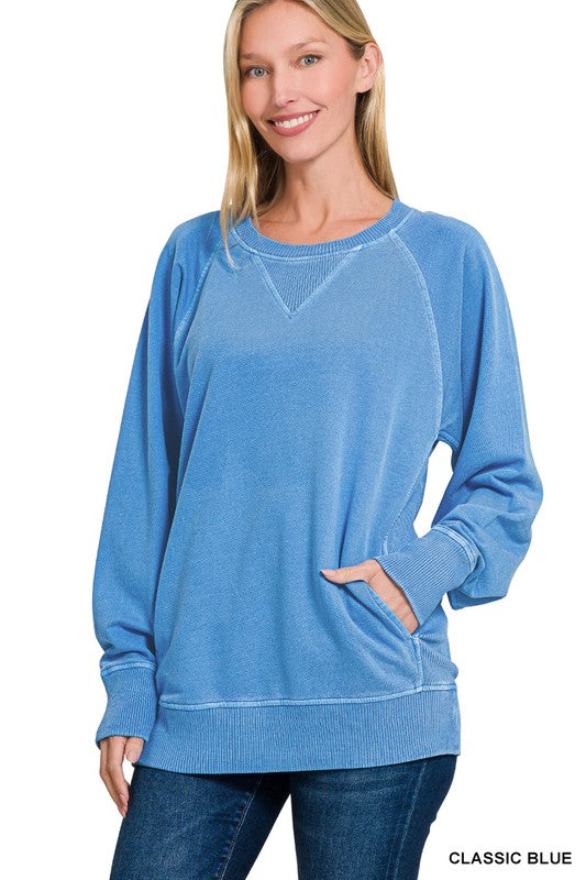 LT Navy: FRENCH TERRY PULLOVER WITH POCKET