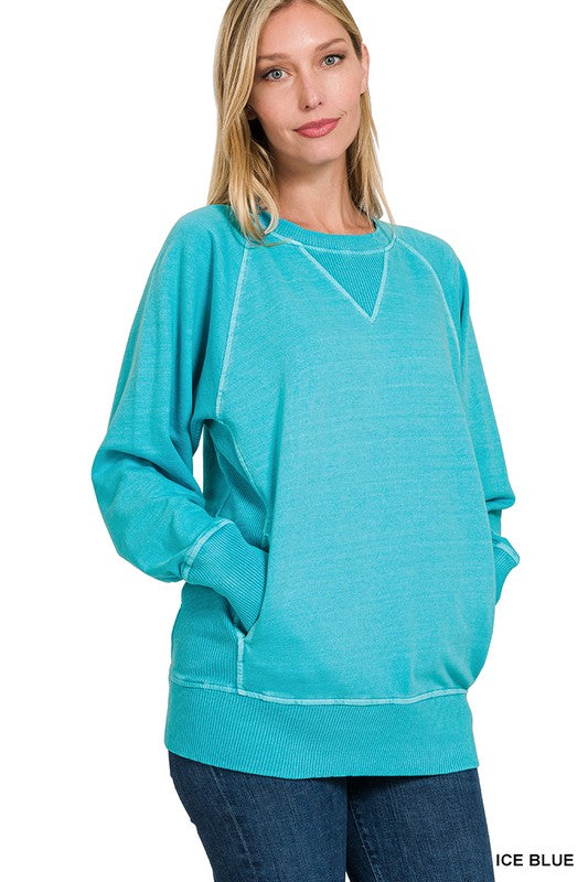 ICE BLUE SWEATSHIRT WITH POCKETS