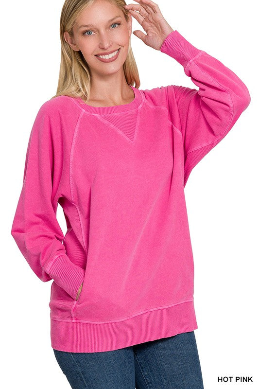 HOT PINK SWEATSHIRT WITH POCKET