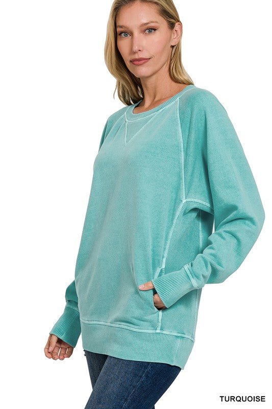 TURQUOISE SWEATSHIRT WITH POCKET