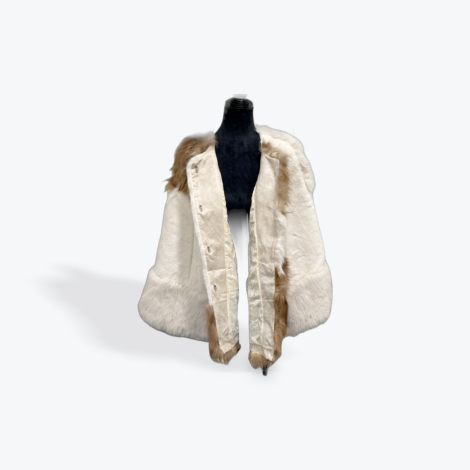 Faux Fur Cape: Cream with Brown Highlights