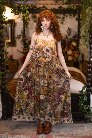 Golden Hour Bohéme Long Maxi Slip Dress w/ Floral Print