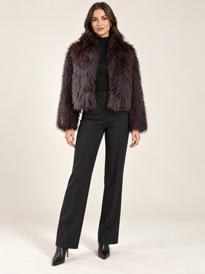 FC2611: Camille Fur Jacket: Wine / M