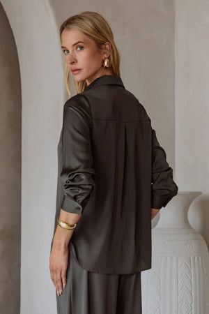 Long Sleeve Recycled Poly Satin Blouse