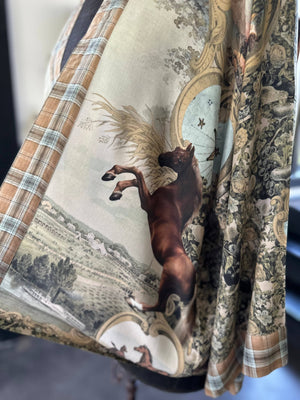 Born to Run Pixie Duster Crop Kimono w/ Horse & Flower Print