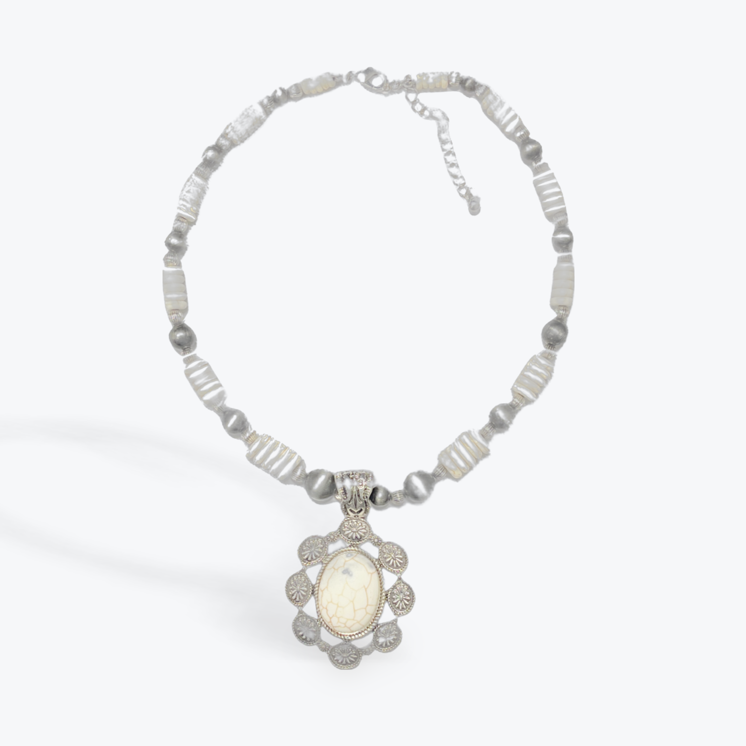 Western Natural Stone Concho Necklace