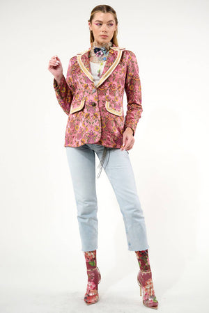 Renaissance Silk Jacquard Blazer: Pinkish Mauve
