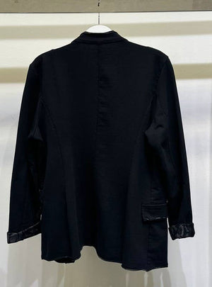 MILITARY BLAZER BLACK WITH CHEETAH TRIM