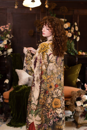Golden Hour Opera Duster Kimono Robe w/ floral print