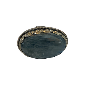 TIBETAN SILVER RING WITH XL OVAL LABRADORITE