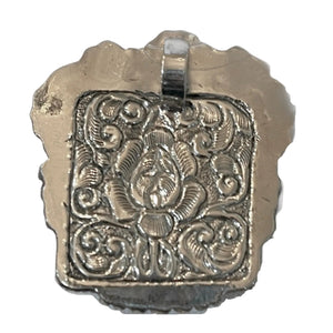 TIBETAN SILVER PENDANT WITH SQUARE LABRADORITE