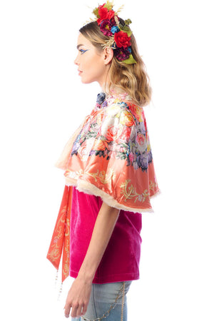 Grace Kelly Reversible Fur Cape: Ivory / One size