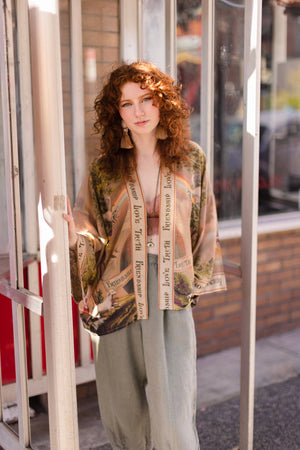 Friendship Love & Truth Vintage Wash Cropped Kimono