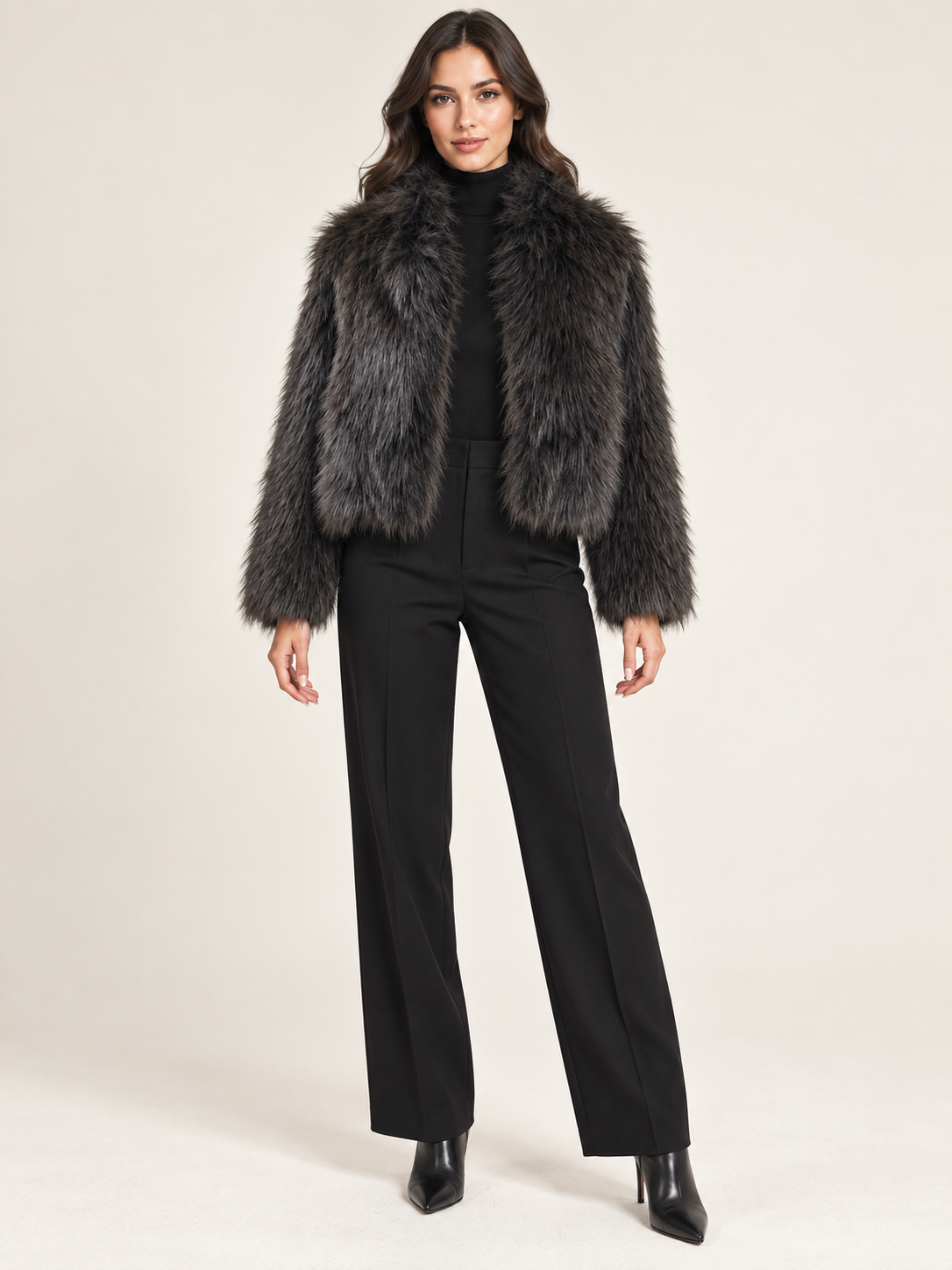 FC2611: Camille Fur Jacket: Coffee / L