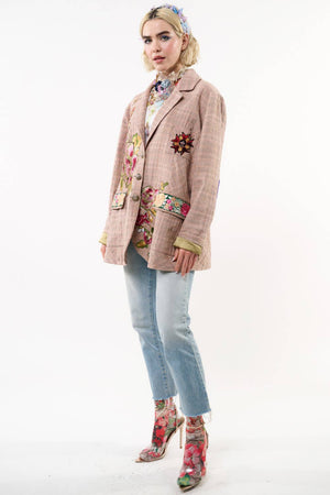 Sudden Sensation Blazer | Pink Jacket | Embroidered Jacket: Pink Ash / XL