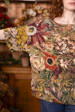 Golden Hour Luxe Tee Floral Tunic Shirt with Swallow: L/XL (10-14)