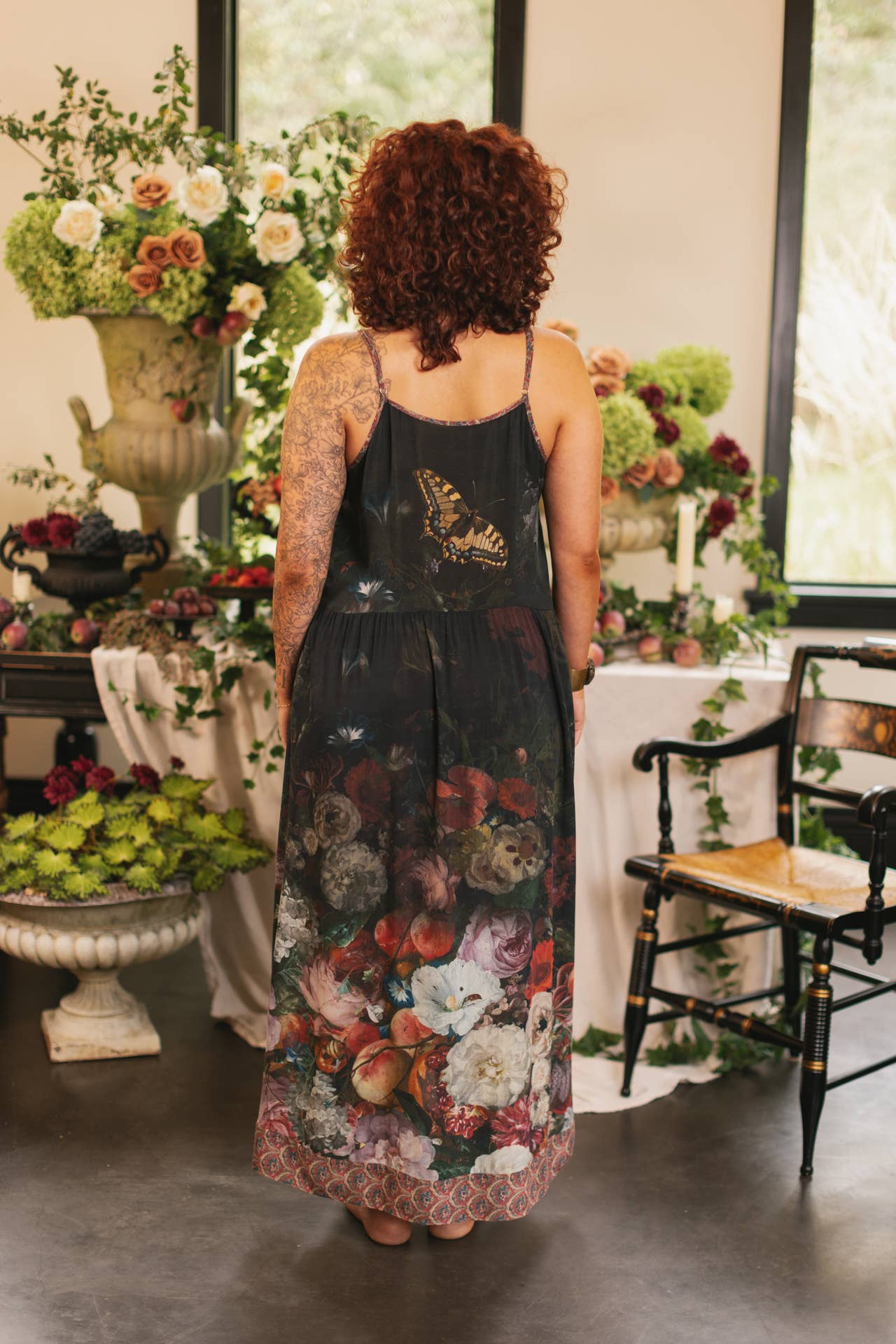 Flight of Fancy Bohéme Long Maxi Slip Dress w/Hummingbirds: L/XL (fits