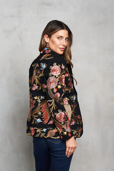 Embroidered Twill Jacket: Bright Bird