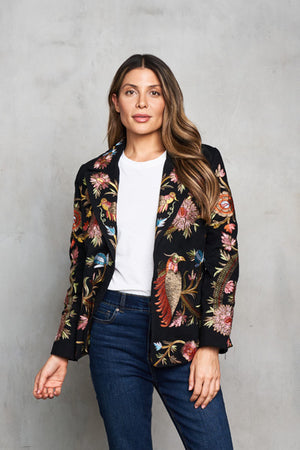 Embroidered Twill Jacket: Bright Bird