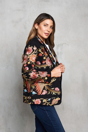Embroidered Twill Jacket: Bright Bird