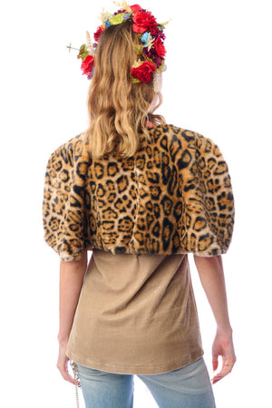 Grace Kelly Reversible Fur Cape: Leopard / One size