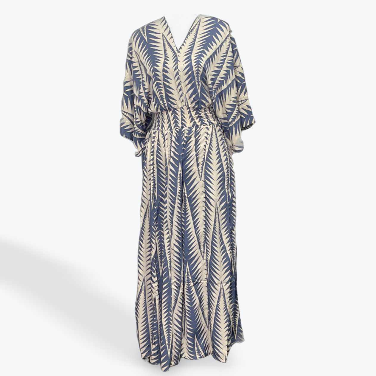 V-Neck Jumper: Blue Cream Gold