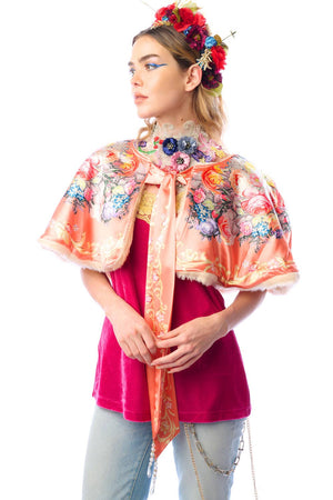 Grace Kelly Reversible Fur Cape: Ivory / One size