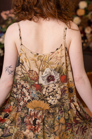 Golden Hour Bohéme Long Maxi Slip Dress w/ Floral Print: S/M (fits approx. size 6-10)